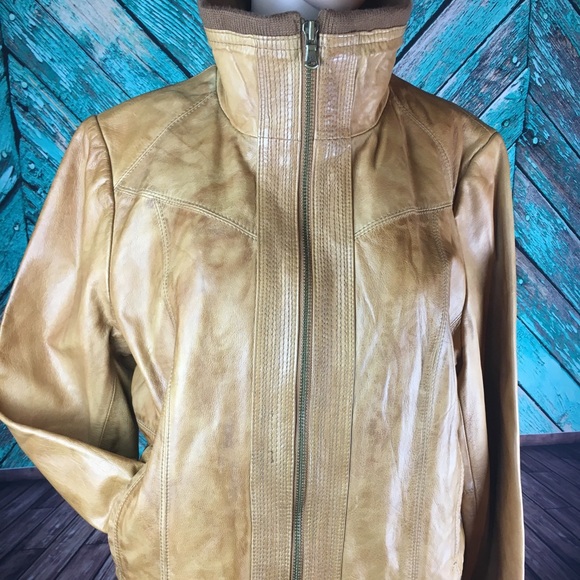 Black Rivet Jackets & Blazers - Black Rivet Distressed Tan Leather Jacket